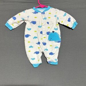 Carter's White and Blue Whale Print Footie